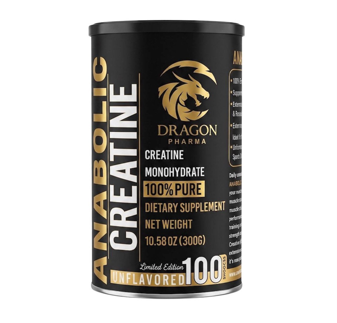 Dragon Pharma Creatine Monohydrate 100% Pure – 300g – 100 Servings